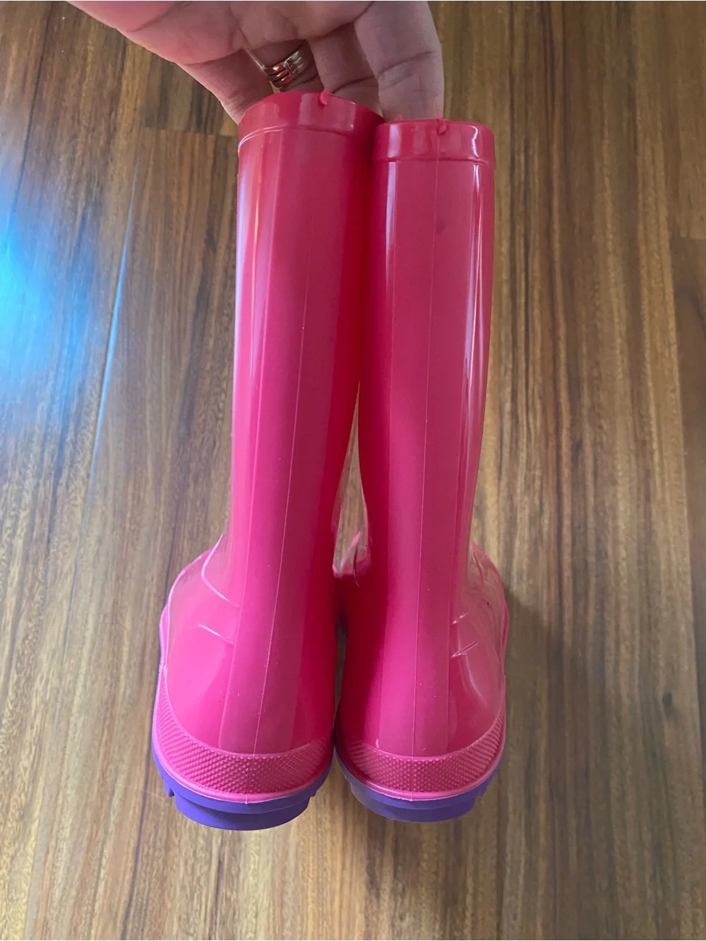 Wonder Nation Girls Little Kid size 2-3 Pink and Purple Rubber Rain Boots